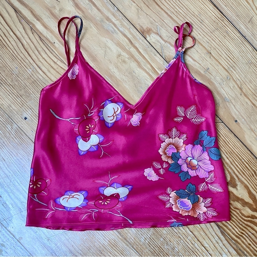 Victoria’s Secret NWT 100% Silk Y2K Gleam Floral Sleep Set | Tank & Shorts | M - Picture 11 of 12